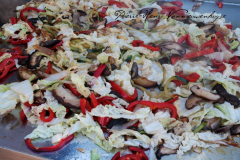 Plancha de chou chinois, courgettes et shiitakés