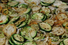 cuisson plancha du Duo de courgettes et pommes sautées aux piments doux