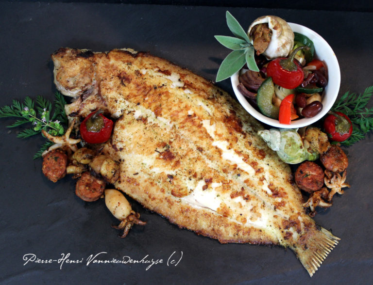 Recette de la Limande sole à la plancha, coquillages et chipirones au